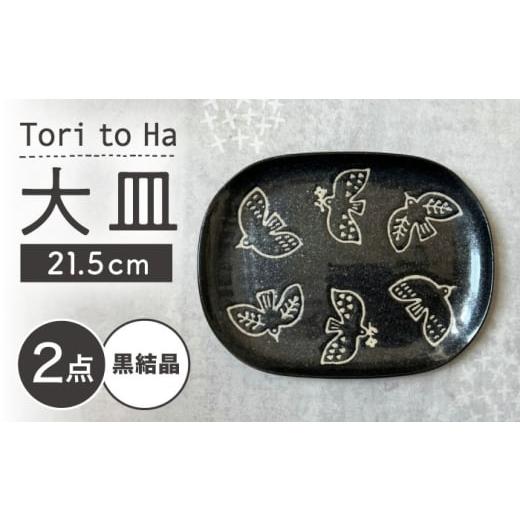 ふるさと納税 食器・グラス 大皿 愛知県 瀬戸市 瀬戸焼 Tori to Ha 大皿 プレート 2枚 (黒結晶) カネ三商店 / 食器 皿 プレート ギフト / 瀬戸市
