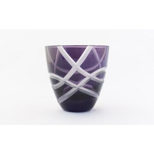 ふるさと納税 雑貨・日用品 グラス 東京都 台東区 浅草切子 KANA KURITA「ぐい呑み 結 青紫」木箱入り| 切子 花切子 切子ガラス ガラス工芸 グラス ガラス コ…