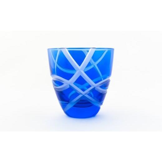 ふるさと納税 雑貨・日用品 グラス 東京都 台東区 浅草切子 KANA KURITA「ぐい呑み 結 青藍」木箱入り| 切子 花切子 切子ガラス ガラス工芸 グラス ガラス コ…