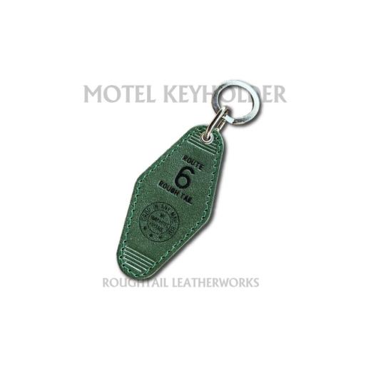 ふるさと納税 雑貨・日用品 茨城県 ひたちなか市 ラフテール 栃木レザー製牛革使用 モーテルキーホルダー グリーン×ブラック 1712382