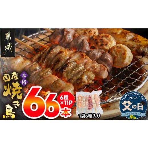 ふるさと納税 鶏肉 焼き鳥 宮崎県 都城市 父の日 職人串打ちの本格焼き鳥66本 6月18日〜21日お届け _MJ-3312-FG_(都城市) 焼鳥串 生冷凍串 冷凍生肉 もも 皮 …