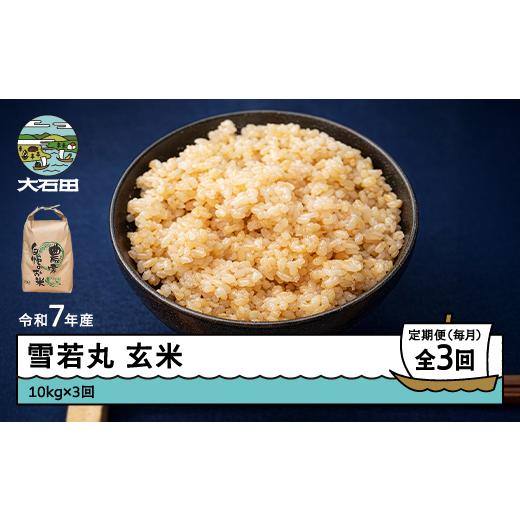 ふるさと納税 米 つや姫 山形県 大石田町 米 令和7年産 雪若丸 玄米 30kg 10kg×3回 毎月定期便 4月上旬・5月上旬・6月上旬発送 山形県産 東北 ap-yugxa10x3-t…