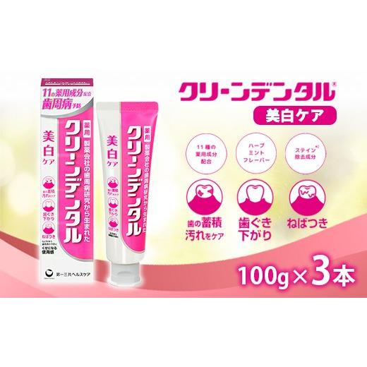 ふるさと納税 雑貨・日用品 神奈川県 相模原市 クリーンデンタル 美白ケア 100g 3本セット | 歯磨き粉 歯磨き ハミガキ デンタルケア フッ素 虫歯予防 口臭予…