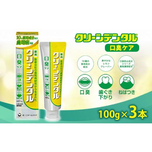 ふるさと納税 雑貨・日用品 神奈川県 相模原市 クリーンデンタル 口臭ケア 100g 3本セット | 歯磨き粉 歯磨き ハミガキ デンタルケア フッ素 虫歯予防 口臭予…