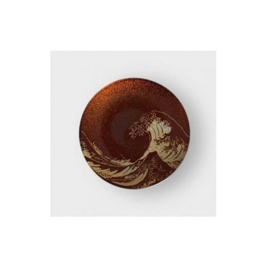 ふるさと納税 金工品 和歌山県 九度山町 丸小皿 北斎 梨地レッド [NF262]