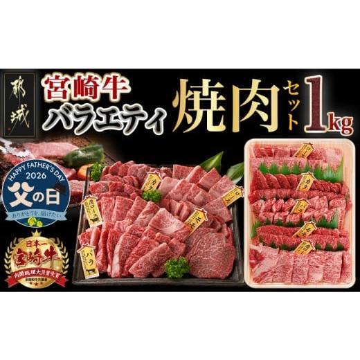 ふるさと納税 牛肉 焼肉・バーベキュー 宮崎県 都城市 父の日 宮崎牛バラエティ焼肉セット1kg 6月18日〜21日お届け _22-8906-FG_(都城市) 宮崎県産宮崎牛 ロ…