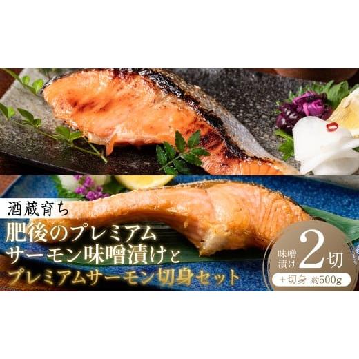 ふるさと納税 魚貝類 サーモン 熊本県 八代市 酒蔵育ち 肥後のプレミアムサーモン 味噌漬け 2切×1パック と プレミアムサーモン切身 約500g セット サーモン…