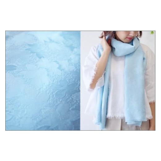 ふるさと納税 小物 ストール・マフラー 京都府 京丹後市 フィルタンゴ ストール 洗える丹後ちりめんのシルク 桜柄 サックスブルー 母の日ギフトにもおすす…