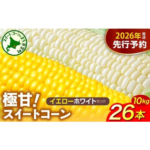 ふるさと納税 とうもろこし 北海道 芽室町 先行受付 2026年産 北海道十勝芽室町ファーム・ミリオンの極甘スイートコーン 2色セット(イエロー・ホワイト)10k…