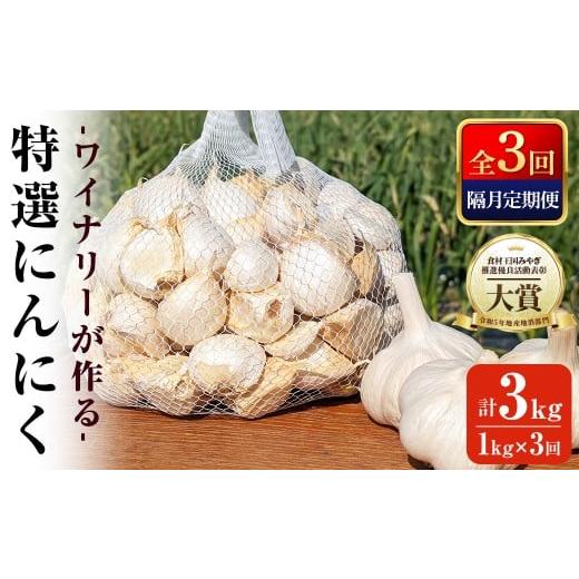 ふるさと納税 野菜類 宮城県 大和町 全3回・隔月定期便 ワイナリーが作る特選にんにく 1kg×3回 バラ にんにく ニンニク ガーリック 了美ホワイト 六片種 ば…