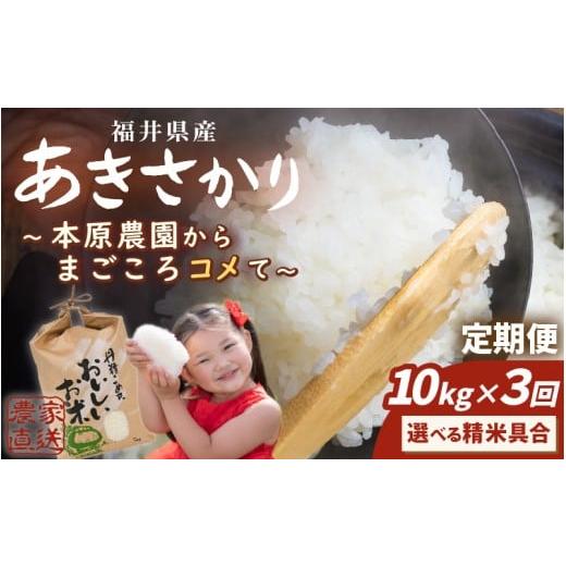 ふるさと納税 米 福井県 坂井市 令和7年産 (玄米) 定期便 3ヶ月連続お届け あきさかり 10kg (5kg×2袋) × 3回 計30kg 〜本原農園からまごころコメて〜 お米 …