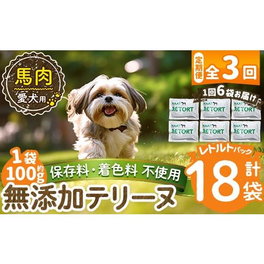 ふるさと納税 肉 鹿児島県 姶良市 a1087-G 3回定期便 保存料・着色料 不使用 愛犬用無添加テリーヌ レトルトパック 馬テリーヌ6袋×3回(1袋約100g・合計約1.8k…