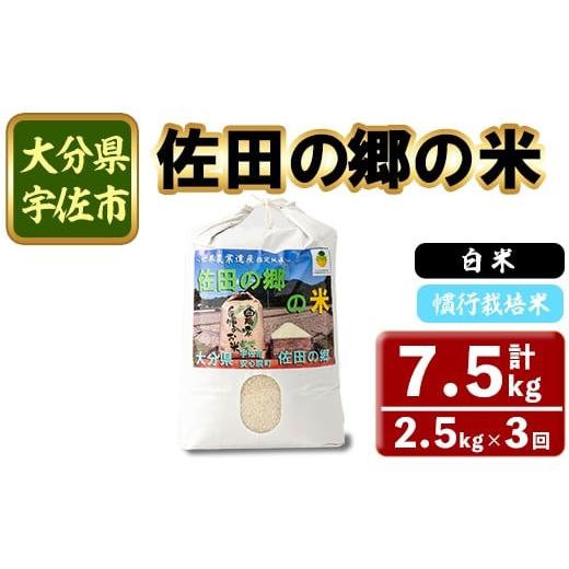 ふるさと納税 米 大分県 宇佐市 令和7年産 定期便・総3回 佐田の郷の米 慣行栽培米(計7.5kg) お米 白米 ごはん ヒノヒカリ ひのひかり ブランド米 常温 常温…