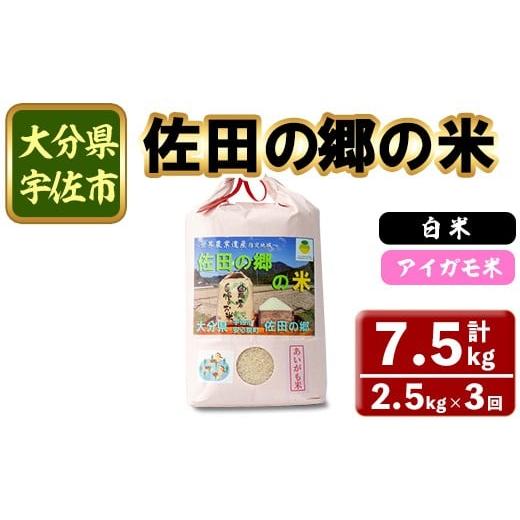 ふるさと納税 米 大分県 宇佐市 定期便・総3回 令和7年産 佐田の郷の米 アイガモ米(計7.5kg)お米 白米 ごはん ヒノヒカリ ひのひかり ブランド米 常温 常温…