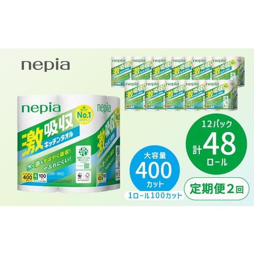 ふるさと納税 雑貨・日用品 愛知県 春日井市 3か月おき 定期便 2回発送 選べる発送間隔 ネピア激吸収キッチンタオル4ロール100カット×12パック | 日用品 消…