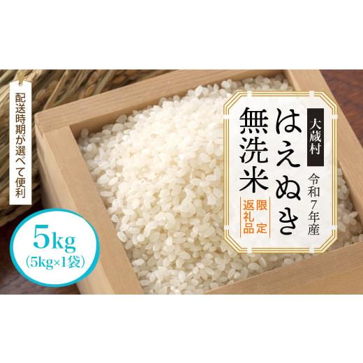ふるさと納税 無洗米 山形県 大蔵村 数量限定返礼品 令和7年産 大蔵村 はえぬき 無洗米 5kg (5kg×1袋) 配送時期が選べて便利