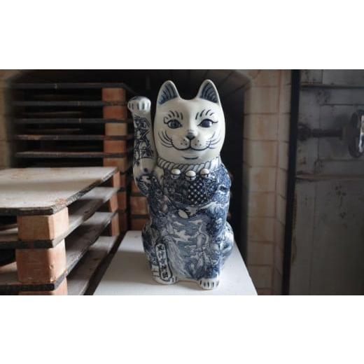 ふるさと納税 陶磁器・漆器・ガラス 愛知県 瀬戸市 瀬戸焼 一尺招き猫 風神雷神図 穴山文香 / 招き猫 瀬戸焼 インテリア / 瀬戸市/ カルチュア・コンビニ…