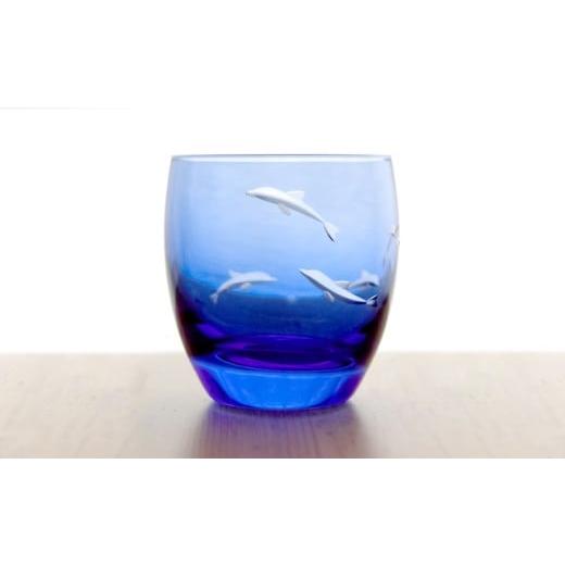 ふるさと納税 雑貨・日用品 グラス 東京都 台東区 浅草切子 aquatic「Dolphin Dance 丸オールド青藍」| 切子 花切子 切子ガラス ガラス工芸 グラス ガラス コ…