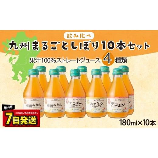 ふるさと納税 果汁飲料 みかん 熊本県 水俣市 飲み比べ 九州まるごとしぼり 10本(各180ml) セット 4種 計1800ml 果汁100% ジュース