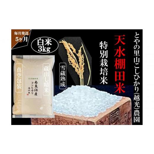 ふるさと納税 米 コシヒカリ 新潟県 南魚沼市 定期便「とやの里山継承プロジェクト対象」 天水棚田米 南魚沼塩沢産コシヒカリ 精米3kg全5回