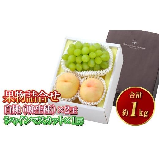 ふるさと納税 もも 岡山県 倉敷市 果物詰合せ 合計約1.0kg(白桃(晩生種)2玉・シャインマスカット 1房)岡山 白桃 シャインマスカット セット 詰め合わせ ギ…