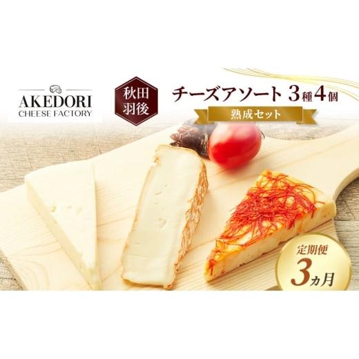 ふるさと納税 加工品等 チーズ 秋田県 羽後町 定期便3ヵ月 秋田 羽後 チーズアソート3種4個/熟成セット[明通りチーズ工房]カマンベールウォッシュ・アヴァ…