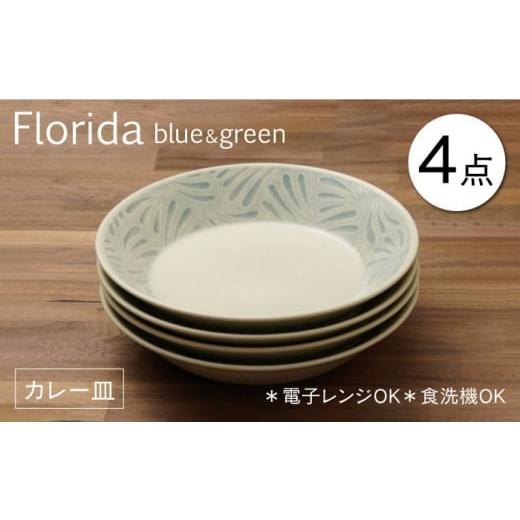 ふるさと納税 食器・グラス 皿 岐阜県 土岐市 美濃焼 フロリダ ブルー&グリーン カレー皿 食器セット(合計4枚) うつわやさん−カネ忠 MBO041 通常発送
