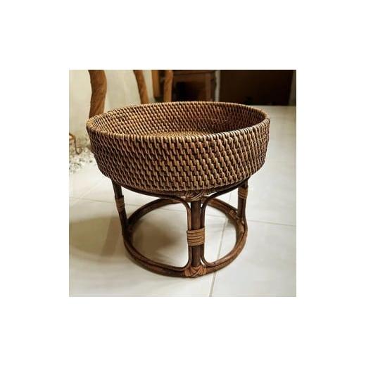 ふるさと納税 家具 インテリア・寝具・収納 山梨県 甲斐市 バリ島のラタンバスケットサイドテーブル(30cm 高坏型)