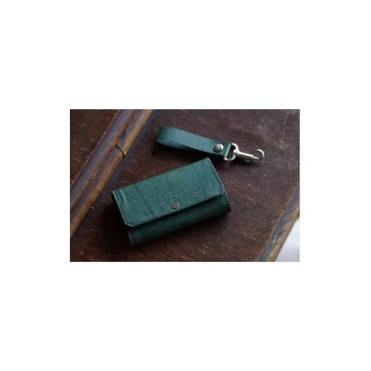 ふるさと納税 雑貨・日用品 宮城県 女川町 Dear Fish 女川銀鮭レザー カードケース(名刺入れ)/キーホルダーセット Color:深碧 1704849