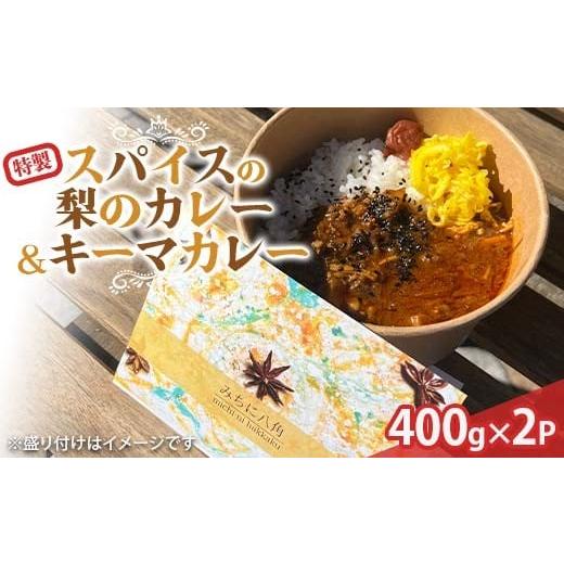 ふるさと納税 加工品等 レトルト 石川県 加賀市 みちに八角 特製スパイスの梨のカレー&キーマカレー 2P(2食分×2袋入り) カレー カレーライス スパイス キ…