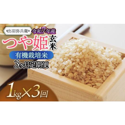 ふるさと納税 米 つや姫 山形県 鶴岡市 令和7年産 定期便3ヶ月 有機栽培米 つや姫 玄米 1kg×3ヶ月 山形県鶴岡市産 出羽弥兵衛