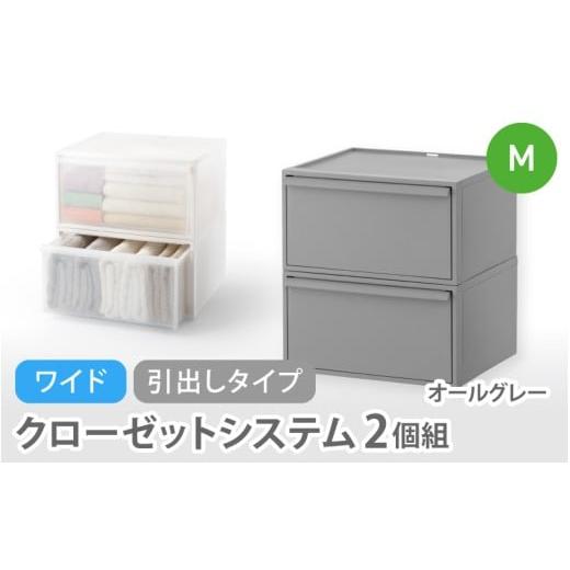 ふるさと納税 雑貨・日用品 奈良県 葛城市 クローゼットシステム ワイド引出し(M)2個組 CS-WD2 2P オールグレー (5色からお好きなカラーが選べる) / クロー…