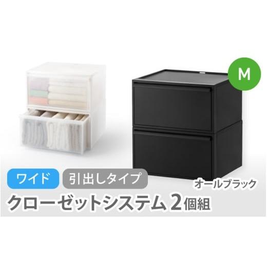 ふるさと納税 雑貨・日用品 奈良県 葛城市 クローゼットシステム ワイド引出し(M)2個組 CS-WD2 2P オールブラック (5色からお好きなカラーが選べる) / クロ…