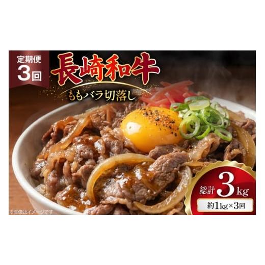 ふるさと納税 牛肉 モモ 長崎県 島原市 AJ577 3回定期便 長崎和牛 切り落とし (もも・バラ) 約1kg (500g×2P) 肉 牛肉 和牛 高級 おいしい ステーキ肉 まるし…