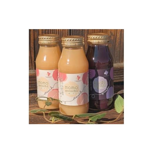 ふるさと納税 果汁飲料 山梨県 山梨市 心ばかりのお礼品 ヤマシタの桃ごごち×2本・葡萄ごこち×1本 計3本入(もも飲料/ぶどうジュース) 1693267