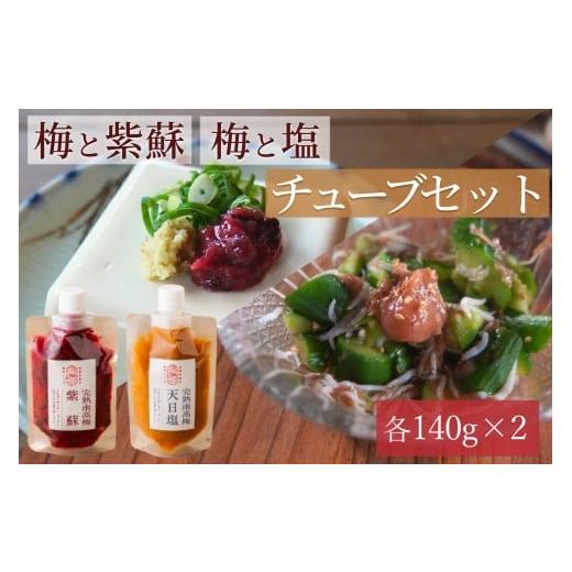 ふるさと納税 加工品等 梅干 和歌山県 みなべ町 梅ボーイズ 無添加 紀州南高梅の梅チューブ2本セット(塩・紫蘇)天日塩使用 umehkr019