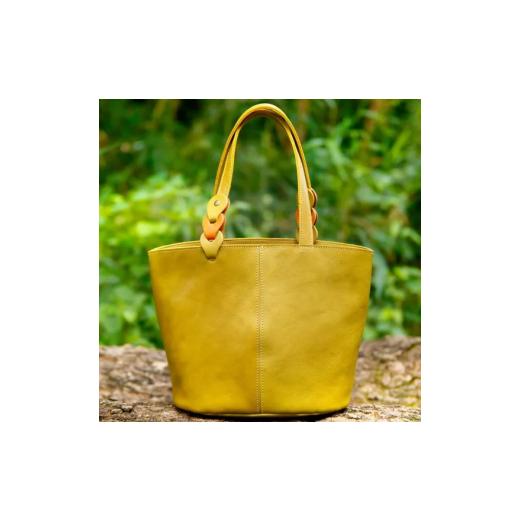 ふるさと納税 カバン トートバッグ 奈良県 奈良市 トートバッグ ミニ ライトグリーン×イエロー レザー バッグ 鞄 かばん カバン レディース メンズ おでかけ …