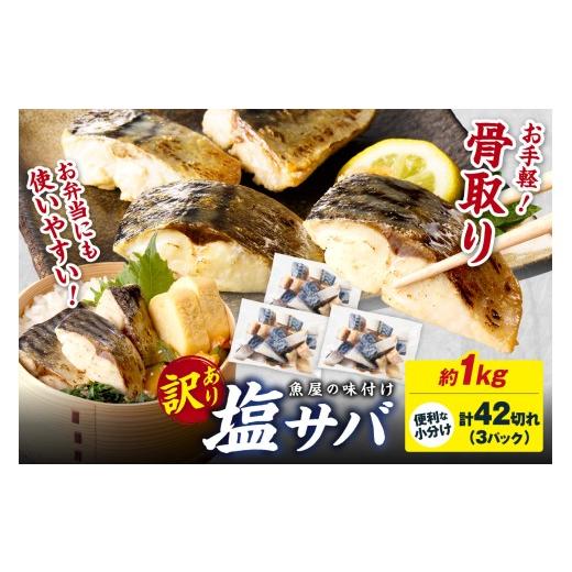 ふるさと納税 魚貝類 京都府 京丹後市 訳あり 魚屋の味付け骨取り塩サバ3パック(42切れ/約1kg)フィレ 切り身 骨抜き 冷凍 鯖 骨なし ふるさと納税 鯖 骨取…