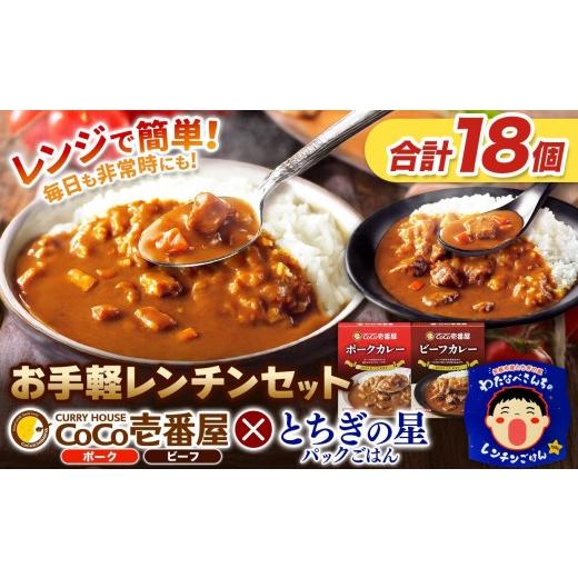ふるさと納税 加工品等 レトルト 栃木県 矢板市 ココイチ ビーフカレー/ポークカレー各5個 & 矢板市産 パックごはん レンチンセット