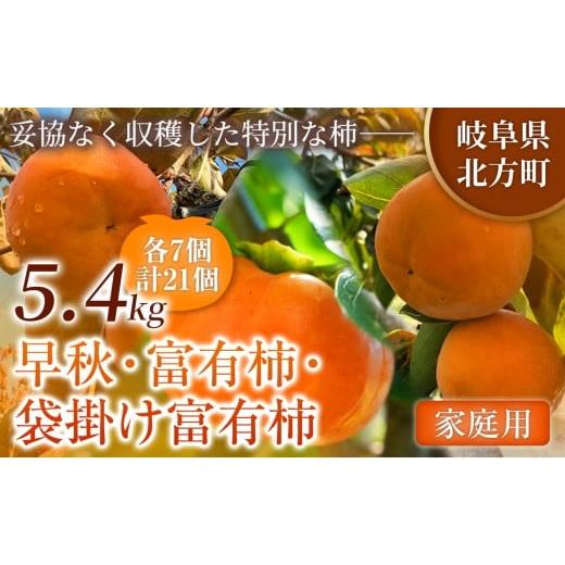 ふるさと納税 果物類 柿 岐阜県 北方町 全3回 定期便 旬柿 リレー便 家庭用 早秋 富有柿 袋掛け富有柿 ( 各7個 / 1.8kg )| 人気の銘柿を贅沢に食べ比べ 柿 …