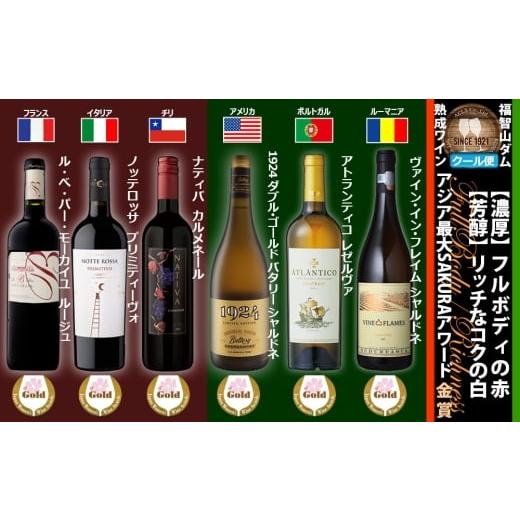 ふるさと納税 ワイン セット 福岡県 直方市 FD649 福智山ダム熟成 濃厚赤&芳醇白 SAKURA金賞 6本 詰め合わせセット ワイン お酒 酒 アルコール 赤ワイン 熟成…