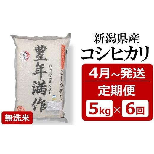 ふるさと納税 無洗米 新潟県 柏崎市 定期便・4月〜発送 令和7年産 特別栽培米 コシヒカリ 無洗米『豊年満作』 5kg×6回(計 30kg)ファーミング・スタッフ 新…