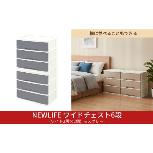ふるさと納税 家具 収納家具 新潟県 三条市 NEWLIFE ワイドチェスト 6段 (ワイド3段×2個) 幅60cm モスグレー 収納ケース 衣装ケース プラスチック 新生活 引…
