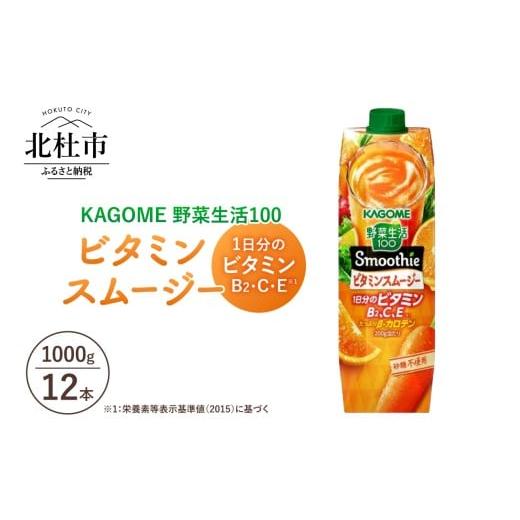 ふるさと納税 果汁飲料 やさい 山梨県 北杜市 カゴメ 野菜生活100 スムージー ビタミンスムージー 1000g 紙パック 12本入 野菜ジュース 砂糖不使用 濃厚スム…
