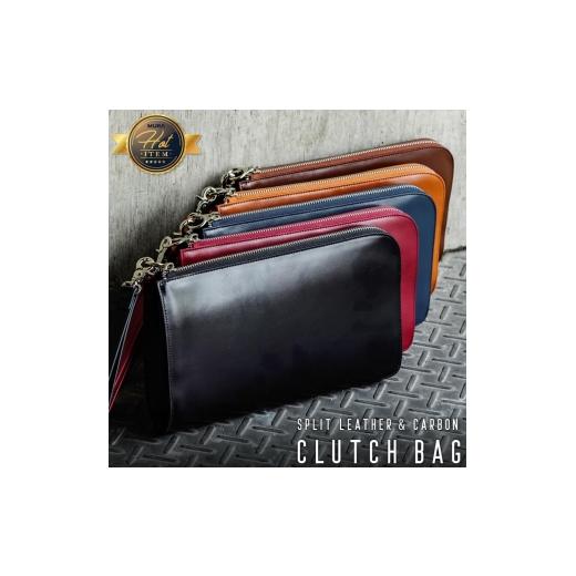 ふるさと納税 カバン リュック 岐阜県 大垣市 コードバン調/ネイビー MURA クラッチバッグ メンズ 結婚式 レザー 革 本革 牛革 コードバン調 カーボンレザー …