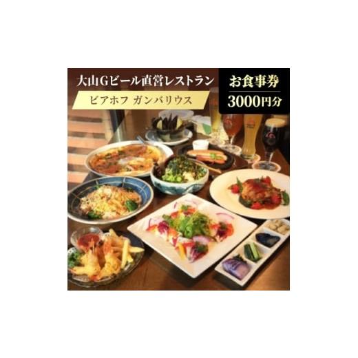 ふるさと納税 お食事券 鳥取県 伯耆町 大山Gビール直営レストラン「ビアホフ ガンバリウス」お食事券3000円分 GR-3 1686090