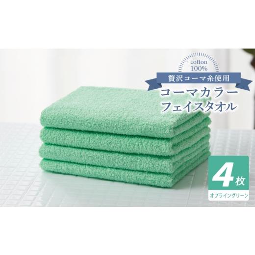 ふるさと納税 タオル・寝具 フェイスタオル 大阪府 泉佐野市 コーマカラーフェイスタオル4枚セット(オプライングリーン) 泉州タオル 国産 吸水 薄手 普段使…