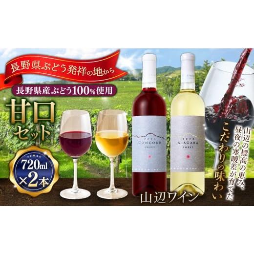 ふるさと納税 ワイン セット 長野県 松本市 甘口セット 山辺ワインセット720ml×2本(コンコード×ナイヤガラ)|ワイン 飲み比べ お酒 甘口 セット 信州 コン…