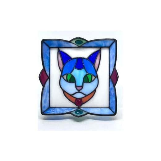 ふるさと納税 食器・グラス 皿 東京都 東村山市 ステンドグラス ニャンコの顔絵皿 1668750