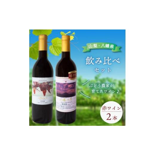 ふるさと納税 ワイン 赤ワイン 山梨県 山梨市 赤ワイン 飲み比べ 八幡メルロ(720ml) 八幡の赤(750ml) 山梨のぶどう使用 国産 ワイン 1703956